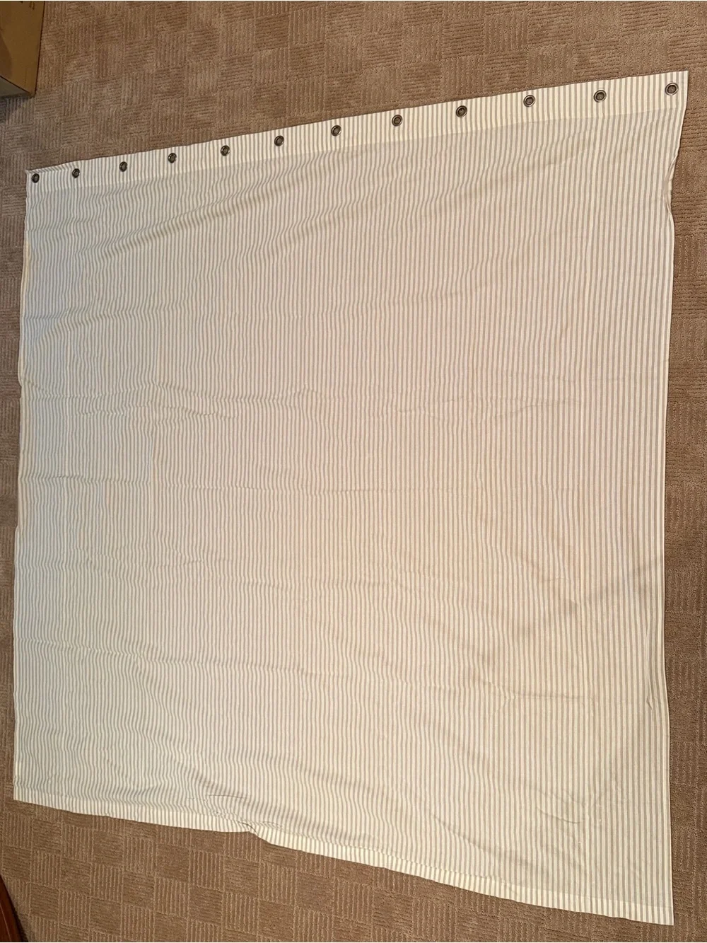 Pottery Barn Linen Style Vintage Ticking Stripe Shower Curtain Tan/Beige & Cream